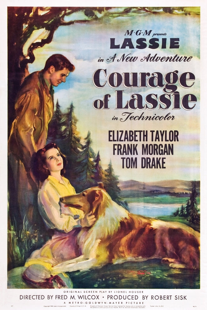 Courage Us movie poster print featuring Tom Drake and Elizabeth Taylor from the 1946 film.