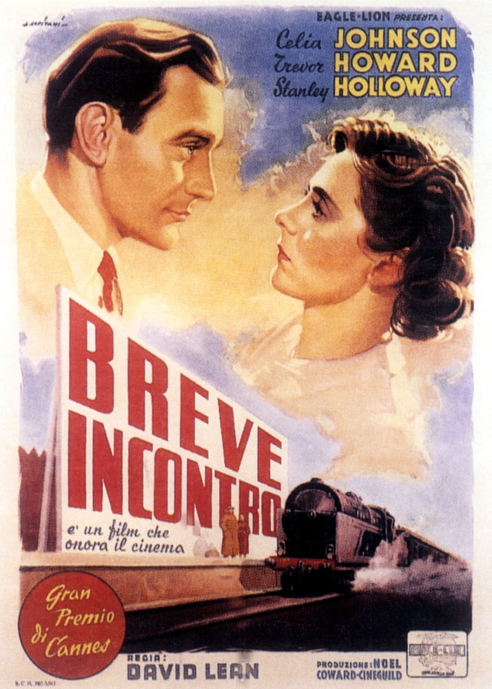 Brief Encounter movie poster print featuring Trevor Howard and Celia Johnson, 1945 classic film.