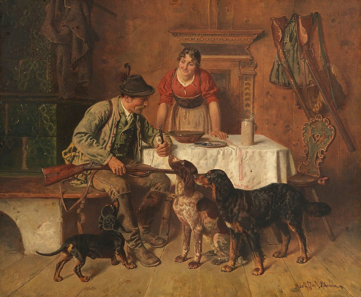 Brotzeit des Jägers Fine Art Print by Adolf Eberle