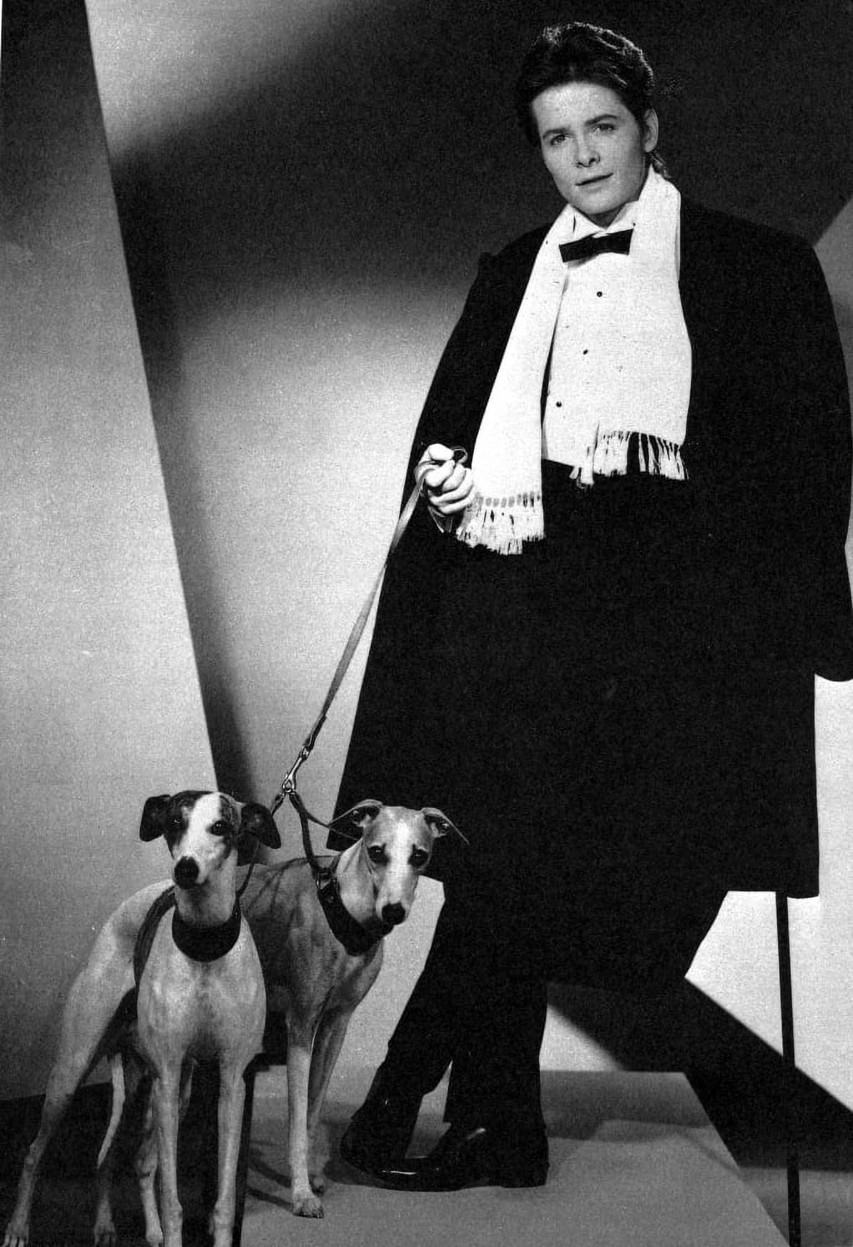 Michael J. Fox wearing a tuxedo with dogs photo print