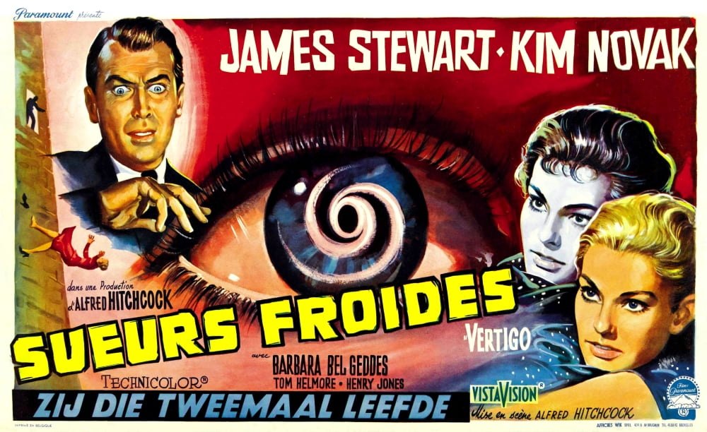 Vertigo Movie Masterprint Poster featuring James Stewart and Kim Novak