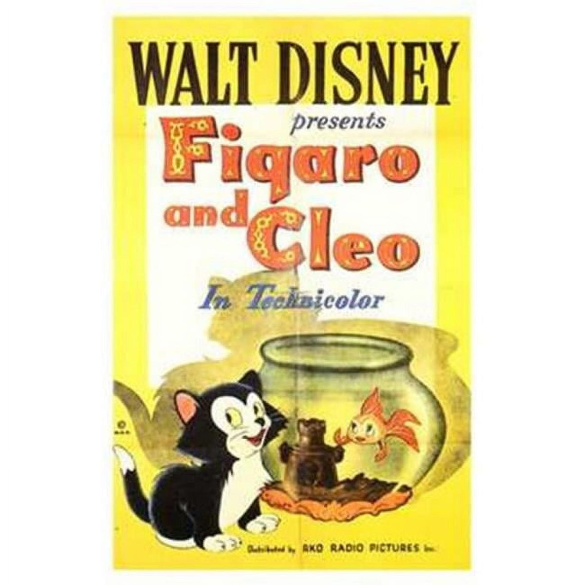 Figaro and Cleo Movie Poster 11x17 print featuring classic animated characters.