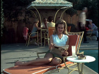 Elizabeth Montgomery poolside photo print, classic Hollywood decor.