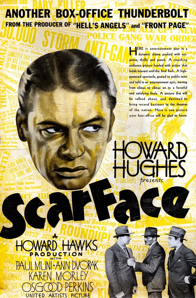 Scarface Paul Muni 1932 Movie Poster Print 11x17
