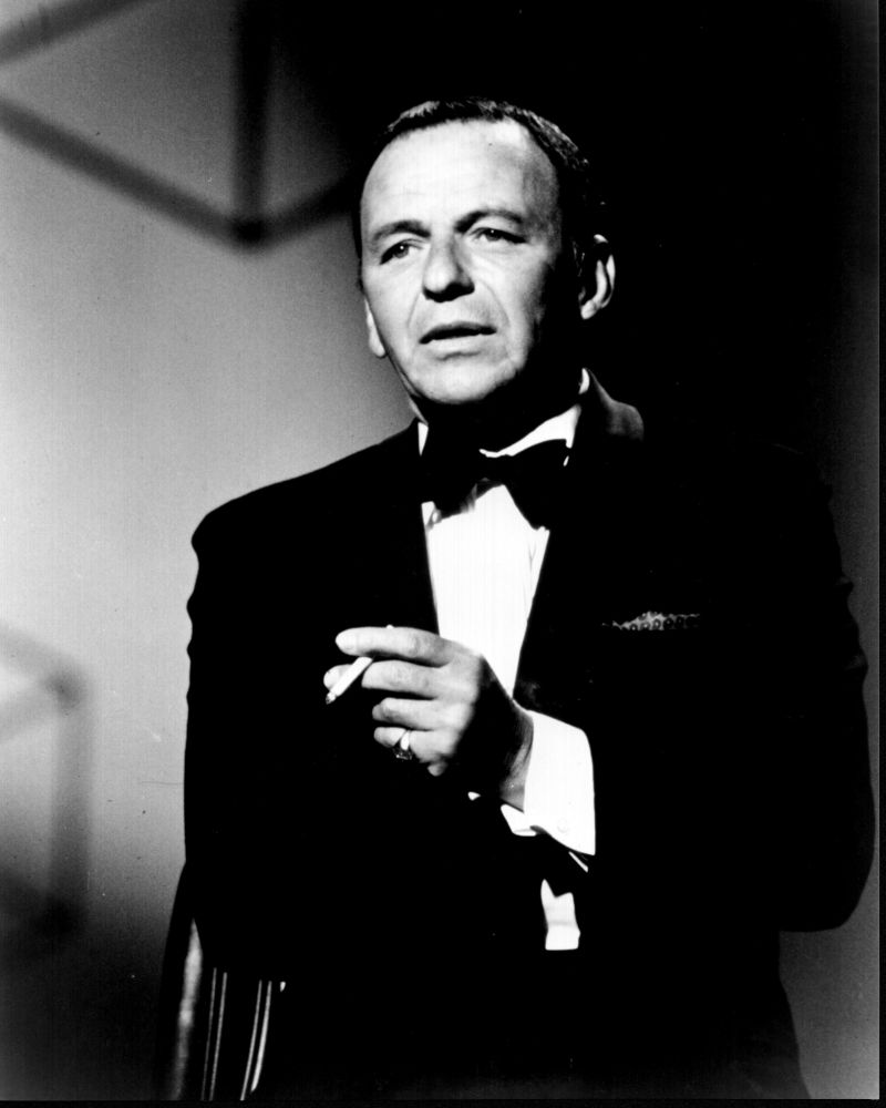 Frank Sinatra black and white photo print in tuxedo