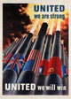 United We Are Strong poster print by Henry Koerner featuring motivational message.