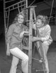 Guess Who's Coming to Dinner Black and White Photo Print featuring two women talking.