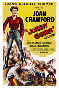 Johnny Guitar Movie Poster featuring Joan Crawford and Sterling Hayden, 1954 film.
