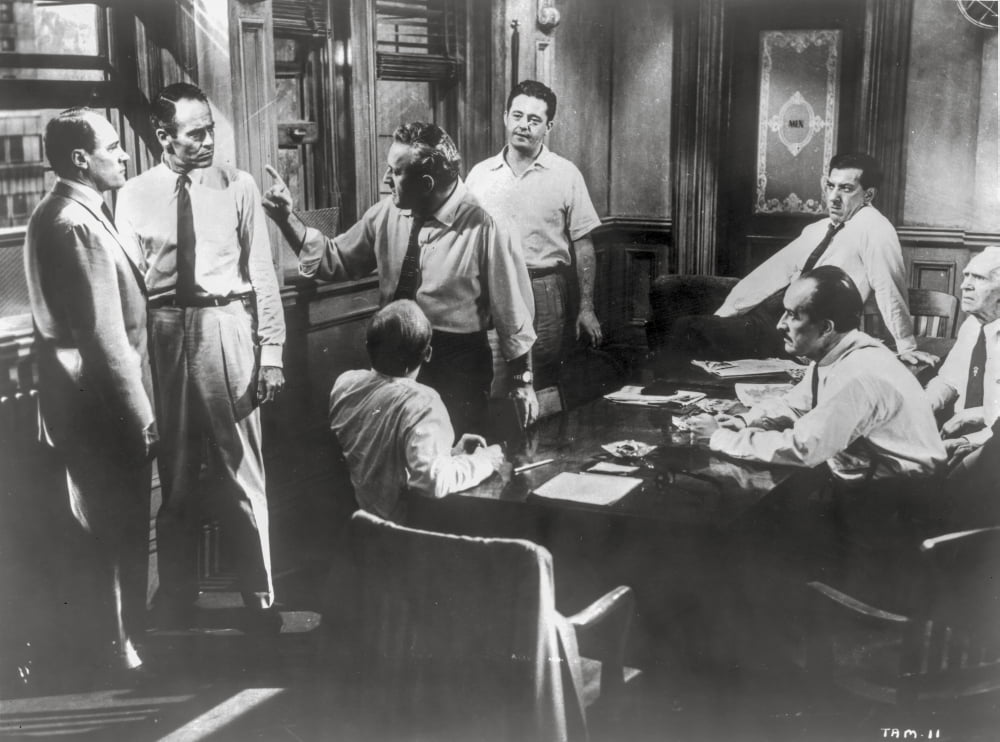 Twelve Angry Men movie scene photo print featuring men arguing in a room.