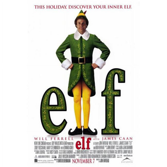 Elf Movie Poster Print featuring Buddy in vibrant colors.