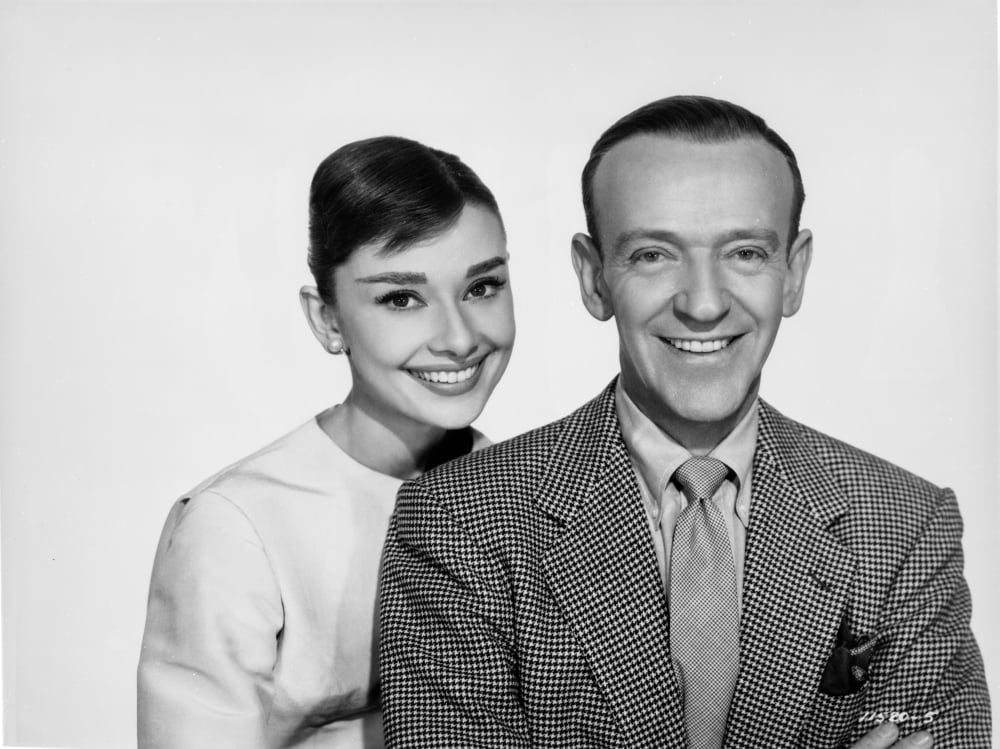 Audrey Hepburn and Fred Astaire posed in formal attire photo print