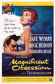Magnificent Obsession movie poster print featuring Rock Hudson and Jane Wyman, 1954 classic film.