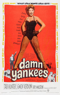 Damn Yankees movie poster featuring Ray Walston, Gwen Verdon, and Tab Hunter.