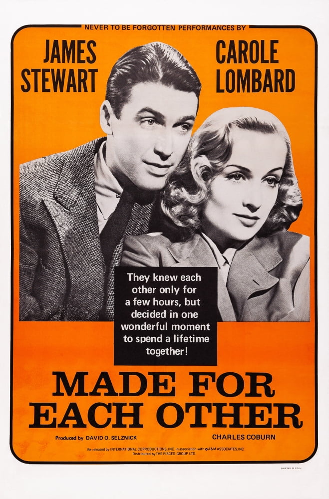 Made For Each Other movie poster print featuring Carole Lombard and James Stewart.