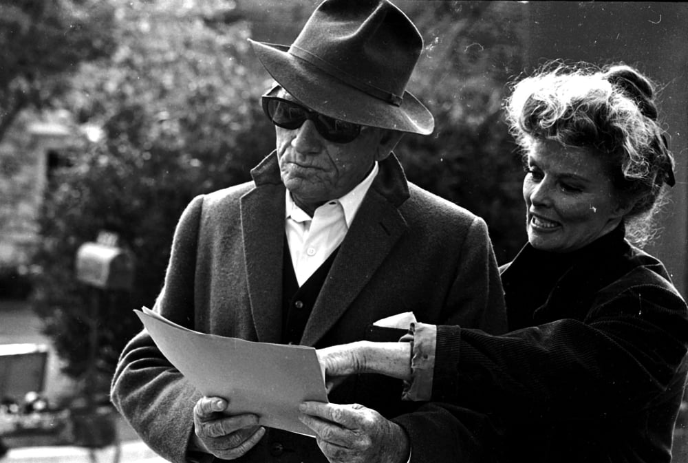 Katharine Hepburn and Spencer Tracy on the set of Guess Who's Coming to Dinner photo print.