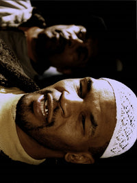 Mike Tyson wearing a white cap photo print