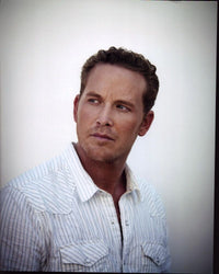 Cole Hauser photo print in white and blue striped shirt