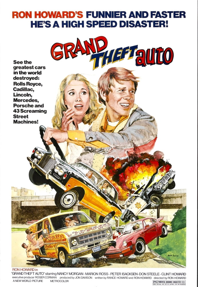 Grand Theft Auto Movie Masterprint Poster featuring Nancy Morgan and Ron Howard from 1977.