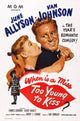 Too Young to Kiss movie poster art print featuring June Allyson and Van Johnson from the 1951 film.
