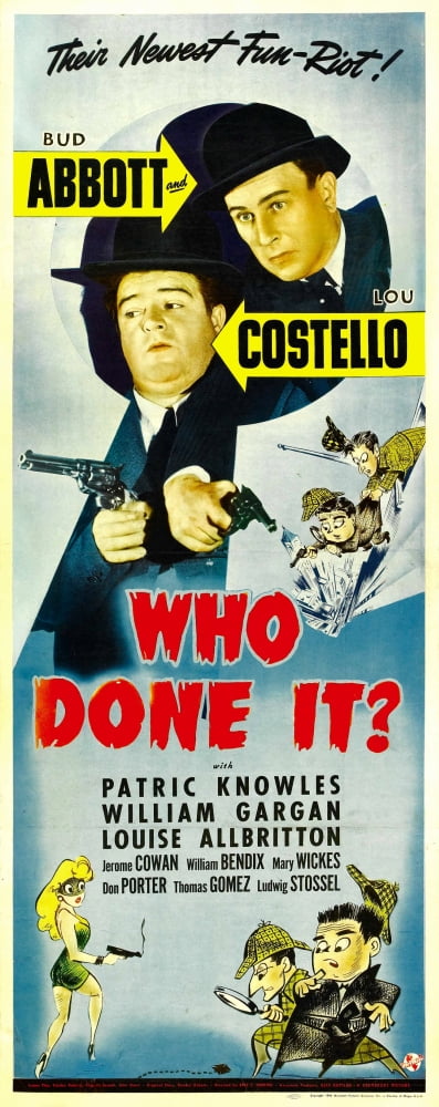 Who Done It movie poster print featuring Bud Abbott and Lou Costello.