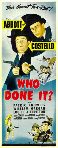 Who Done It movie poster print featuring Bud Abbott and Lou Costello.