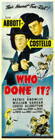 Who Done It movie poster print featuring Bud Abbott and Lou Costello.