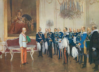 Die deutschen Bundesfürsten huldigen Kaiser Franz Joseph art print by Franz von Matsch