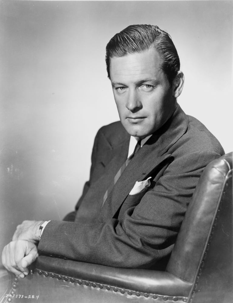 William Holden classic portrait photo print in black suit.