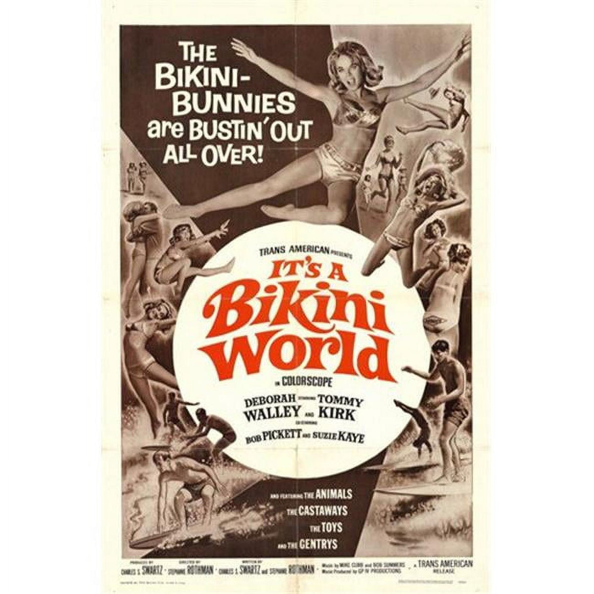 It's a Bikini World movie poster in vibrant colors, size 11x17.