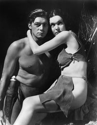 Tarzan and His Mate movie poster print featuring Johnny Weissmuller and Maureen O'Sullivan.