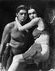 Tarzan and His Mate movie poster print featuring Johnny Weissmuller and Maureen O'Sullivan.