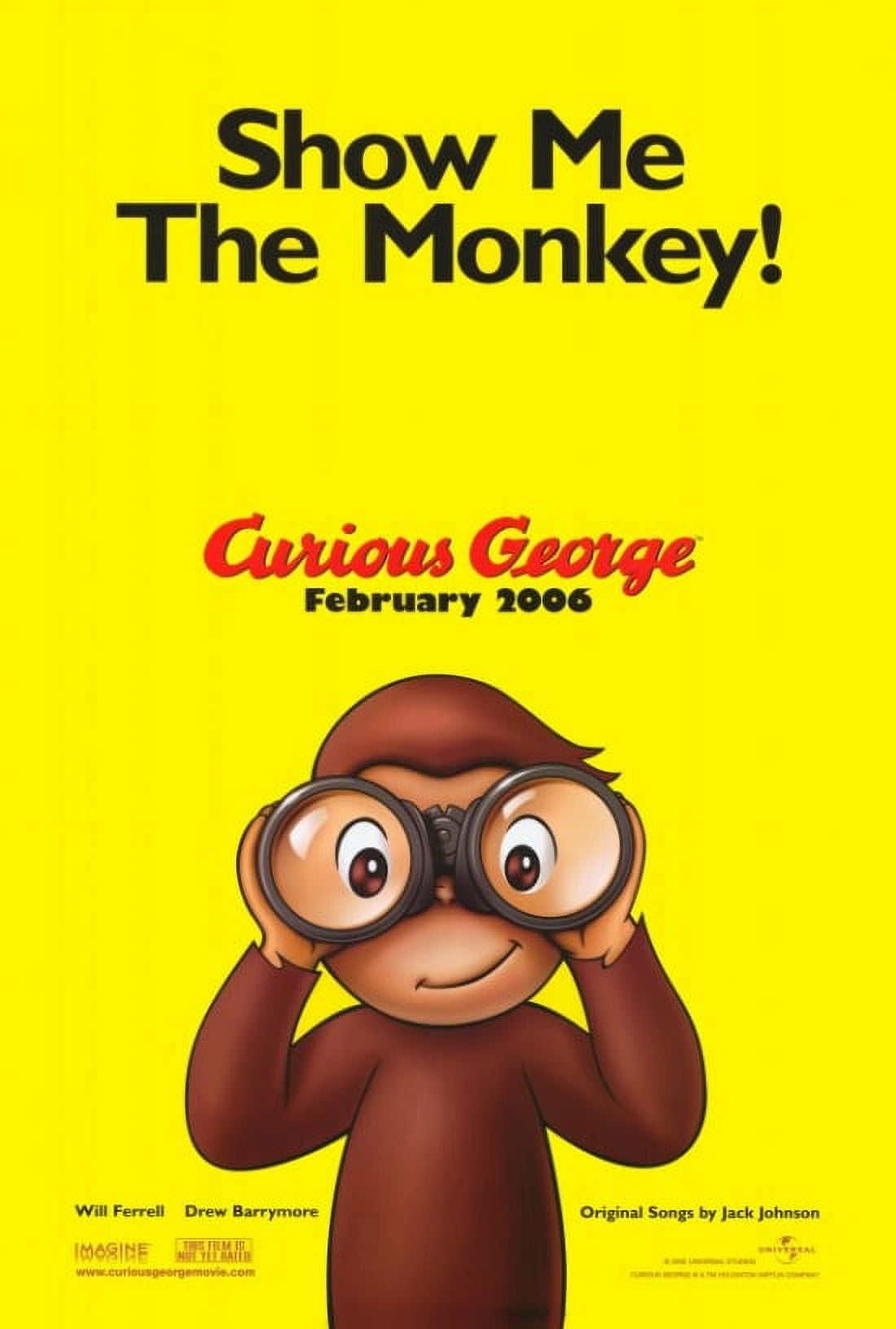 Curious George Movie Poster 11x17 size featuring playful design.