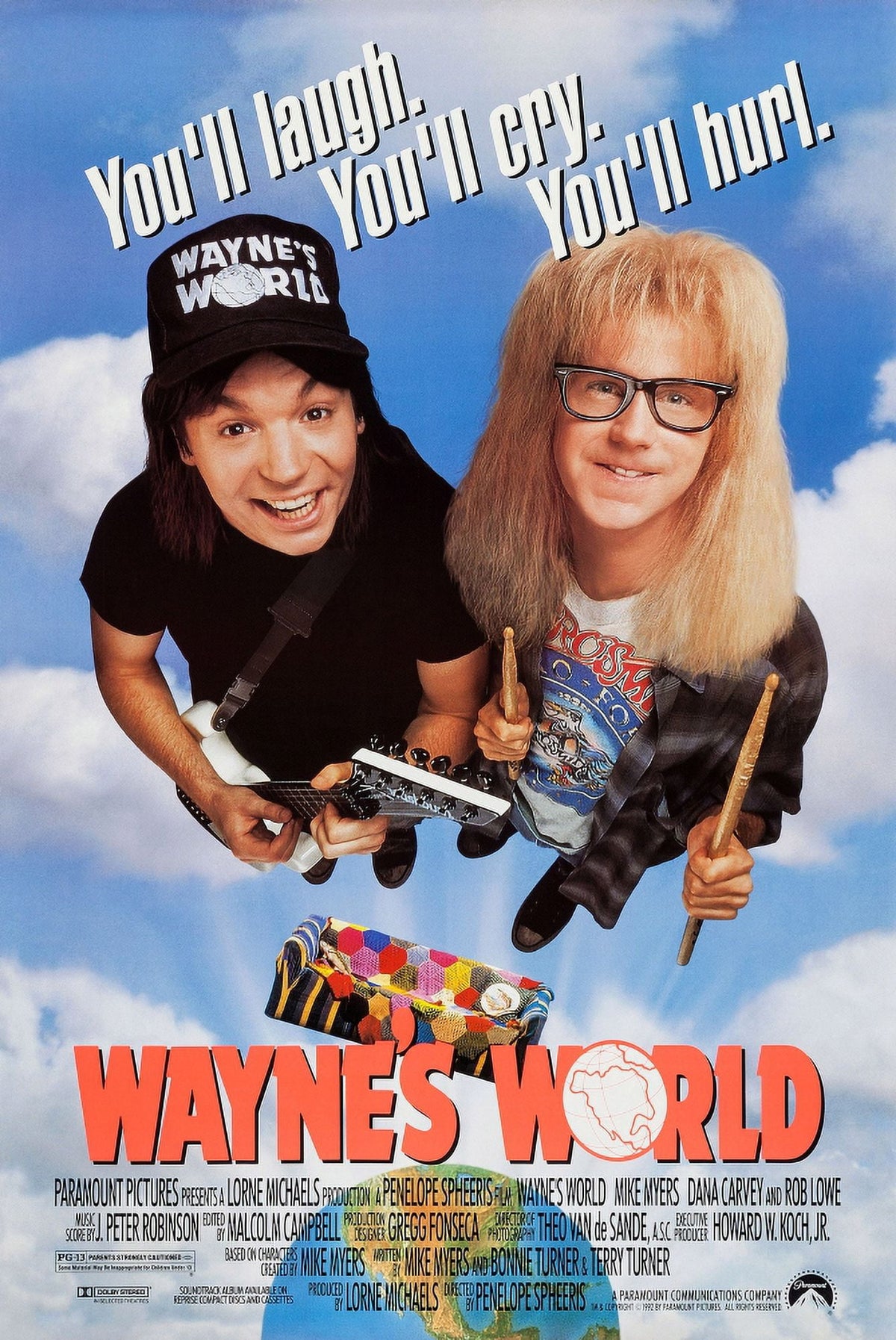 Wayne's World movie poster art print featuring Mike Myers and Dana Carvey.