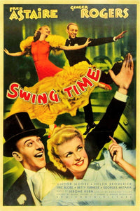 Swing Time movie poster print featuring Fred Astaire and Ginger Rogers, 1936.