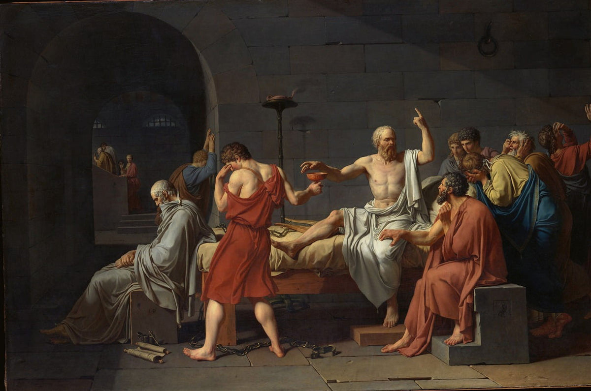 The Death of Socrates art print by Jacques Louis David, 1787.