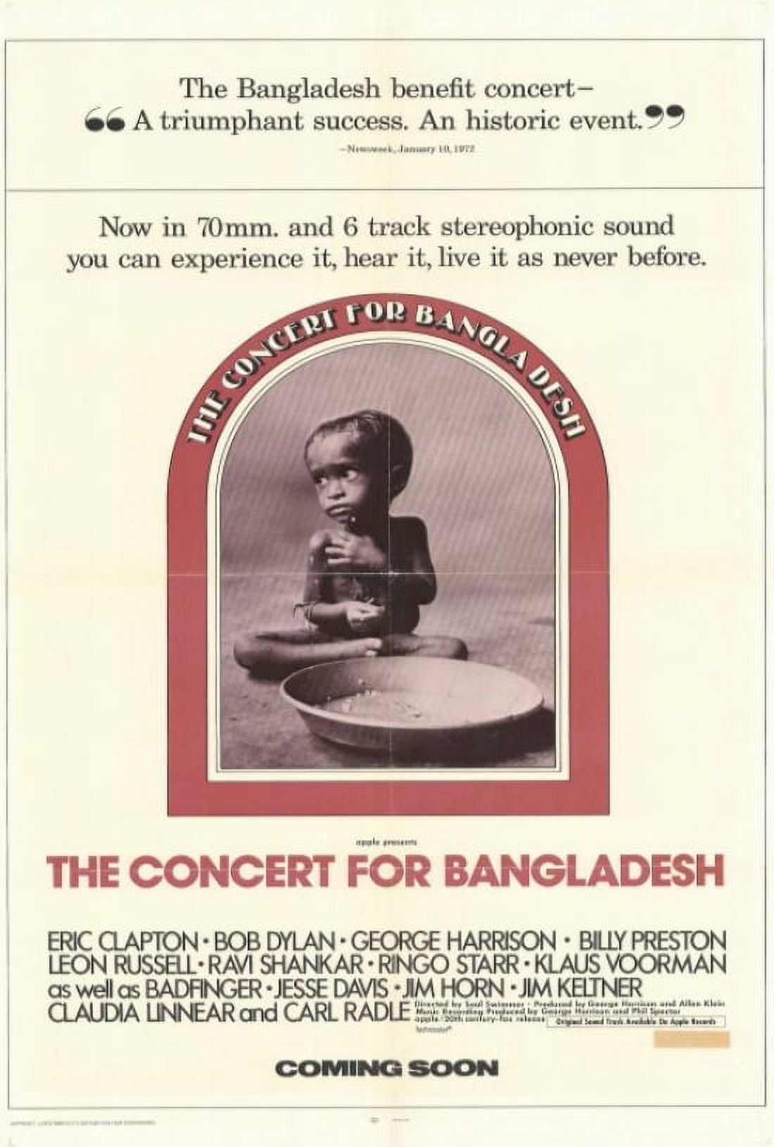 The Concert for Bangladesh movie poster print, 27 x 40 inches.