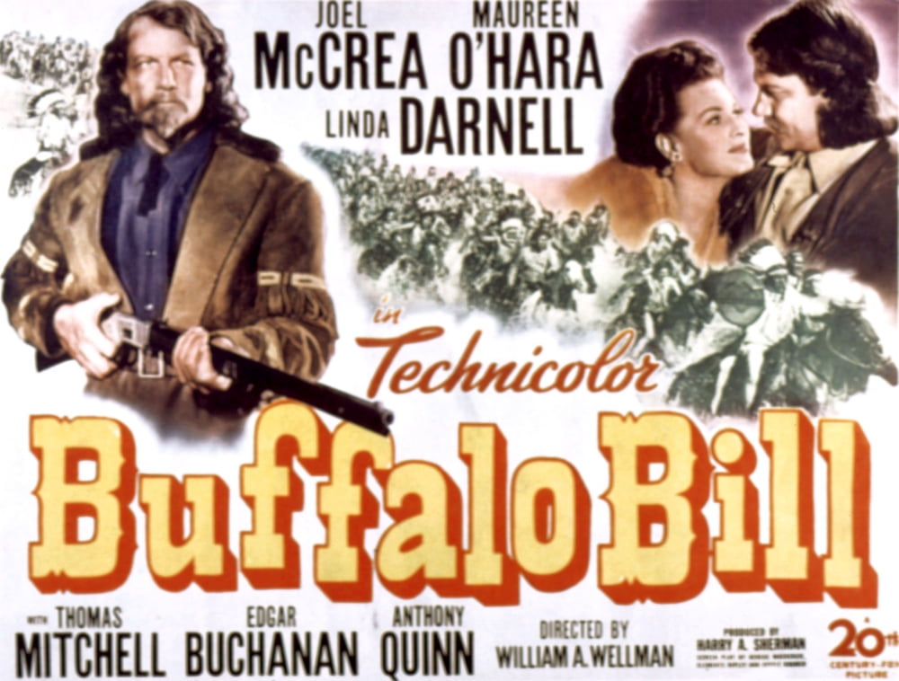 Buffalo Bill movie masterprint poster featuring Joel McCrea and Maureen O'Hara, 1944, 20th Century Fox