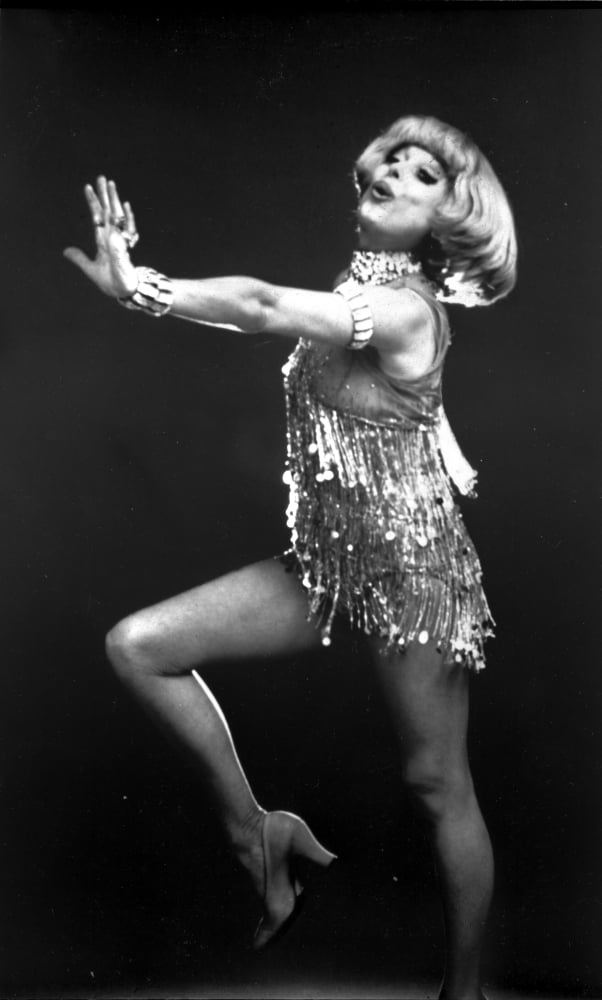 Carol Channing dancing in a beaded dress photo print