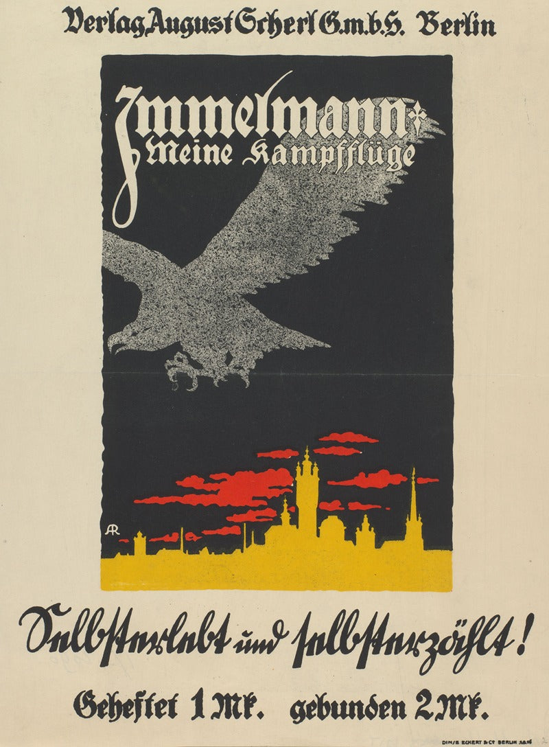 Max Immelmann Meine Kampffl�ge 1917 Poster Print by A. Rother