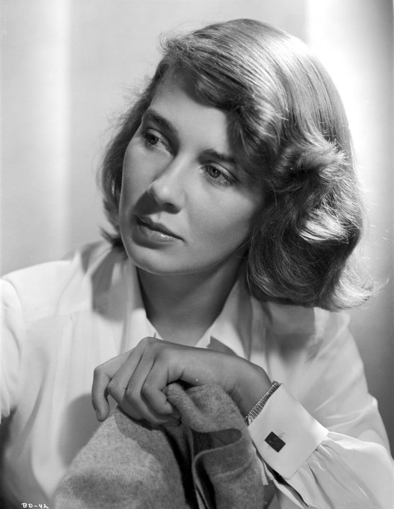 Betsy Drake portrait in white long sleeve collar shirt photo print