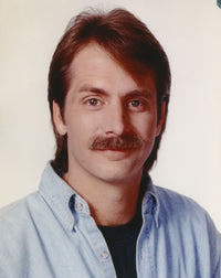 Close-up portrait photo print of Jeff Foxworthy on white background.
