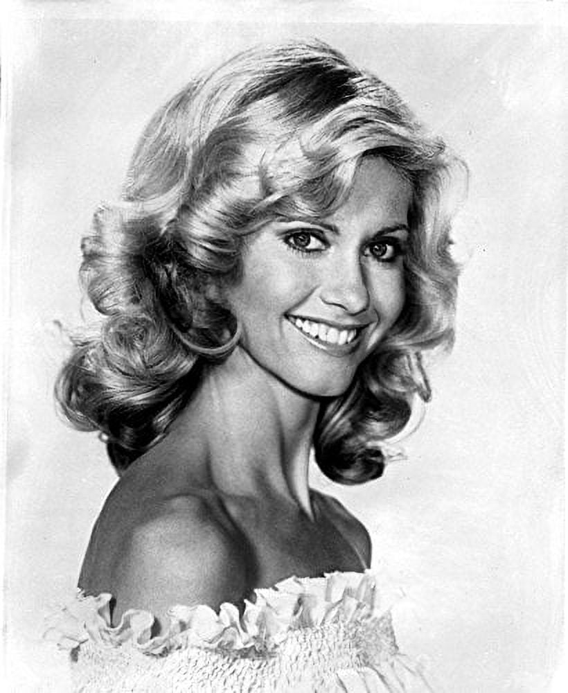Portrait of Olivia Newton John photo print, vibrant and iconic.