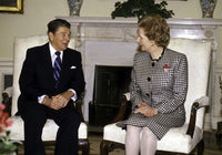 Ronald Reagan and Margaret Thatcher in the White House photo print.