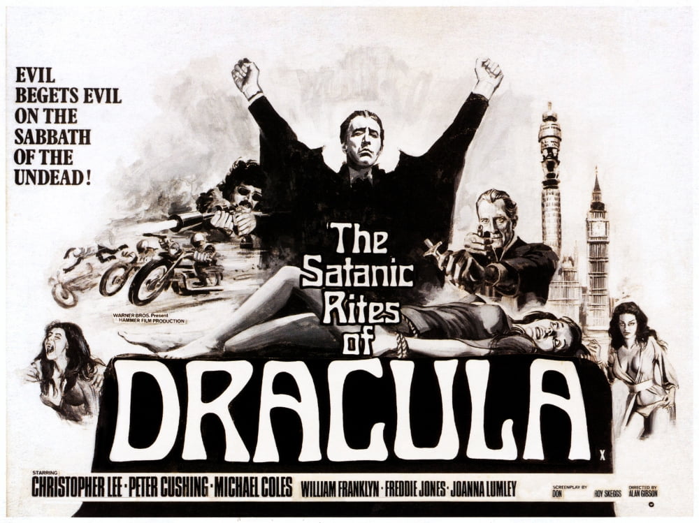 The Satanic Rites of Dracula Movie Masterprint Poster featuring Christopher Lee and Peter Cushing
