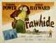 Rawhide movie poster featuring Tyrone Power and Susan Hayward, 1951.