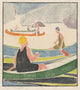Canoes poster print by Edna Boies Hopkins showing serene lakeside scene.
