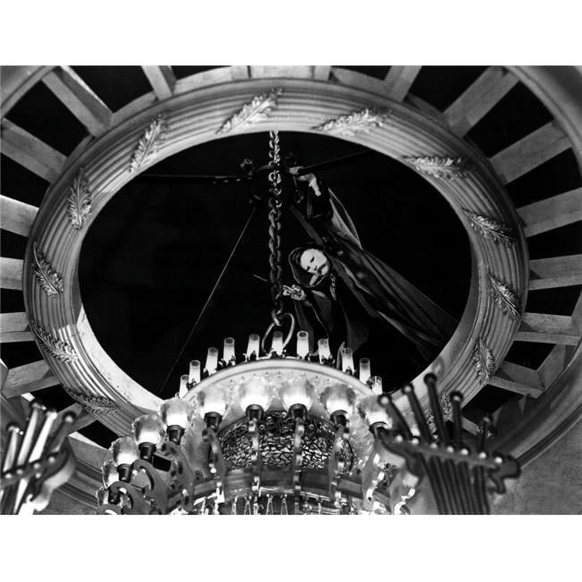 Phantom of the Opera chandelier photo print featuring Claude Rains from the 1943 film.