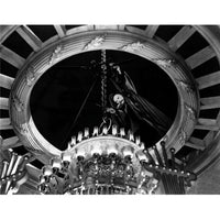 Phantom of the Opera chandelier photo print featuring Claude Rains from the 1943 film.