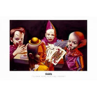 Clown Kids Playing Poker Movie Poster - 17x11, colorful humorous art.