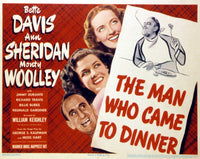 The Man Who Came To Dinner 1942 movie poster print featuring Jimmy Durante, Ann Sheridan, Bette Davis, and Monty Woolley